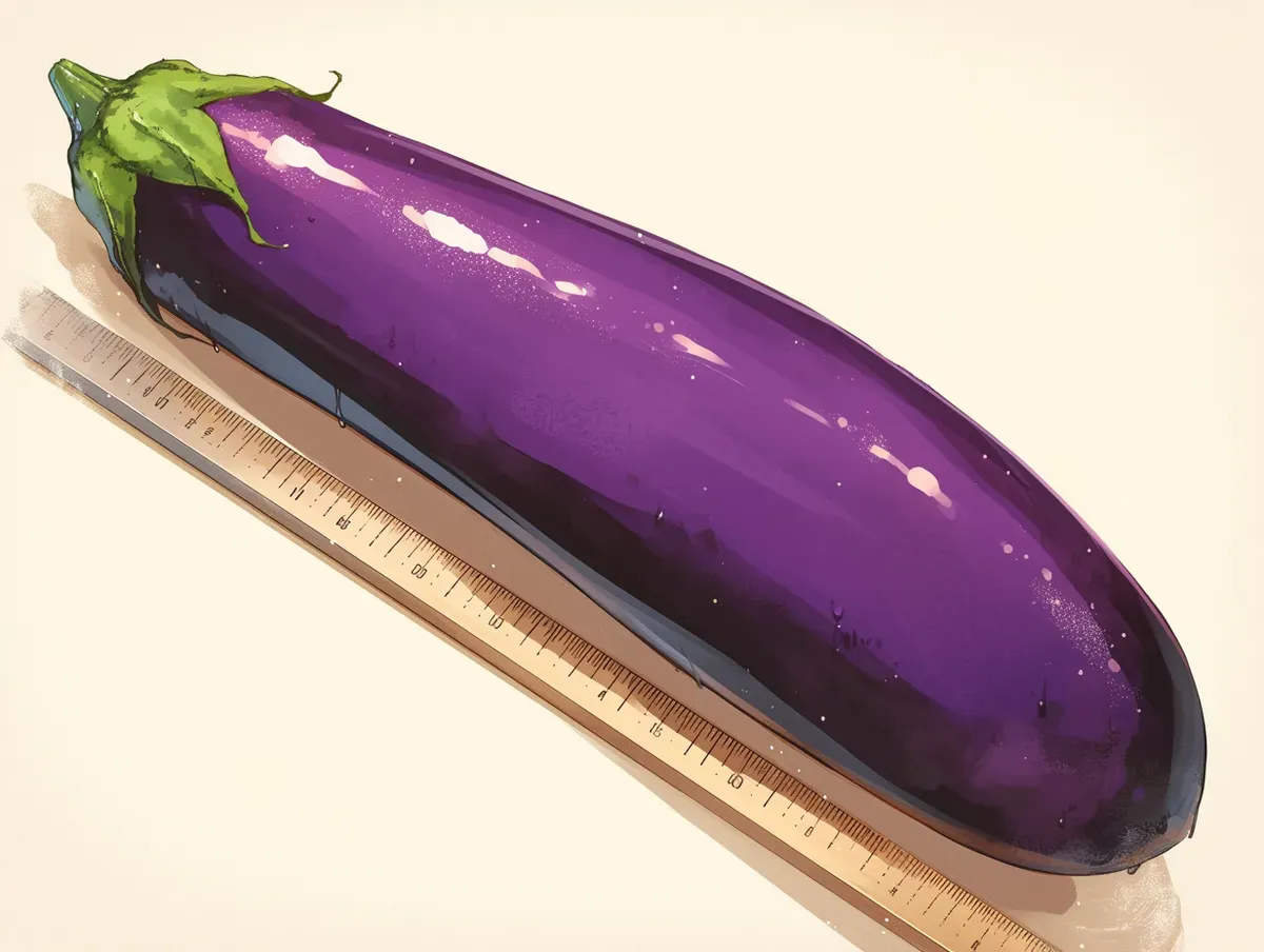 eggplant measured with a ruler