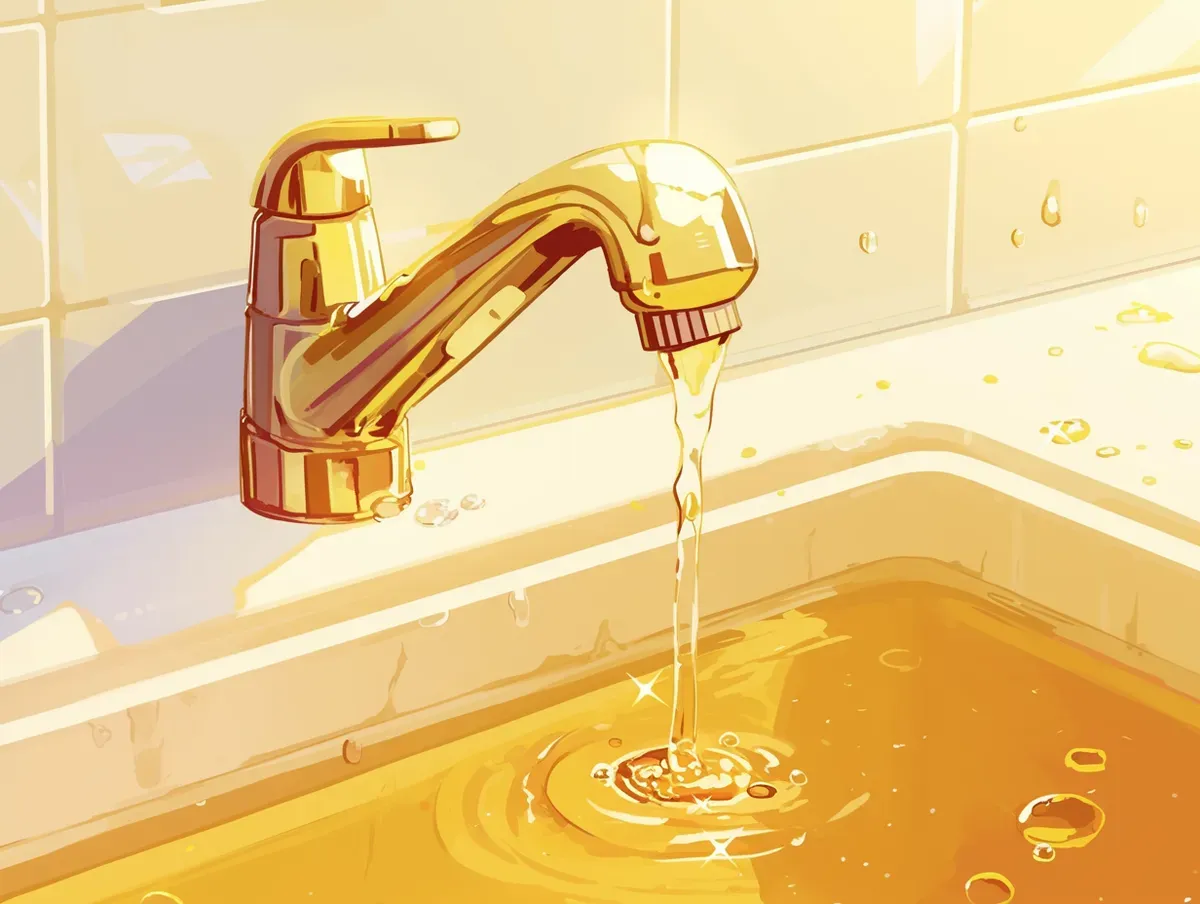 sink dripping yellow water